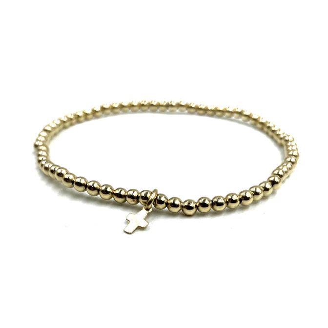 3mm Gold Filled Karma Waterproof Bracelet w Luxe Cross