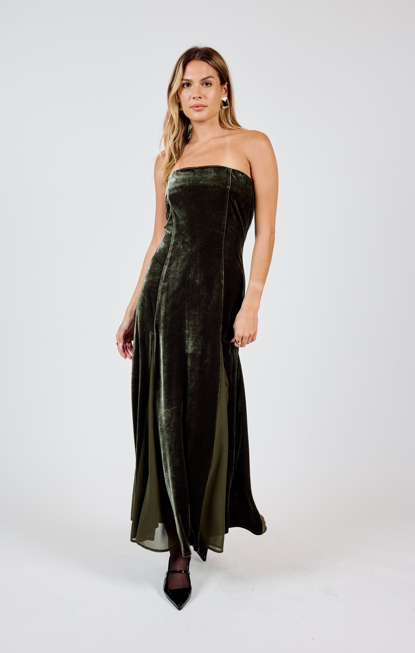 Midnight Oil Strapless Contrast Maxi Dress