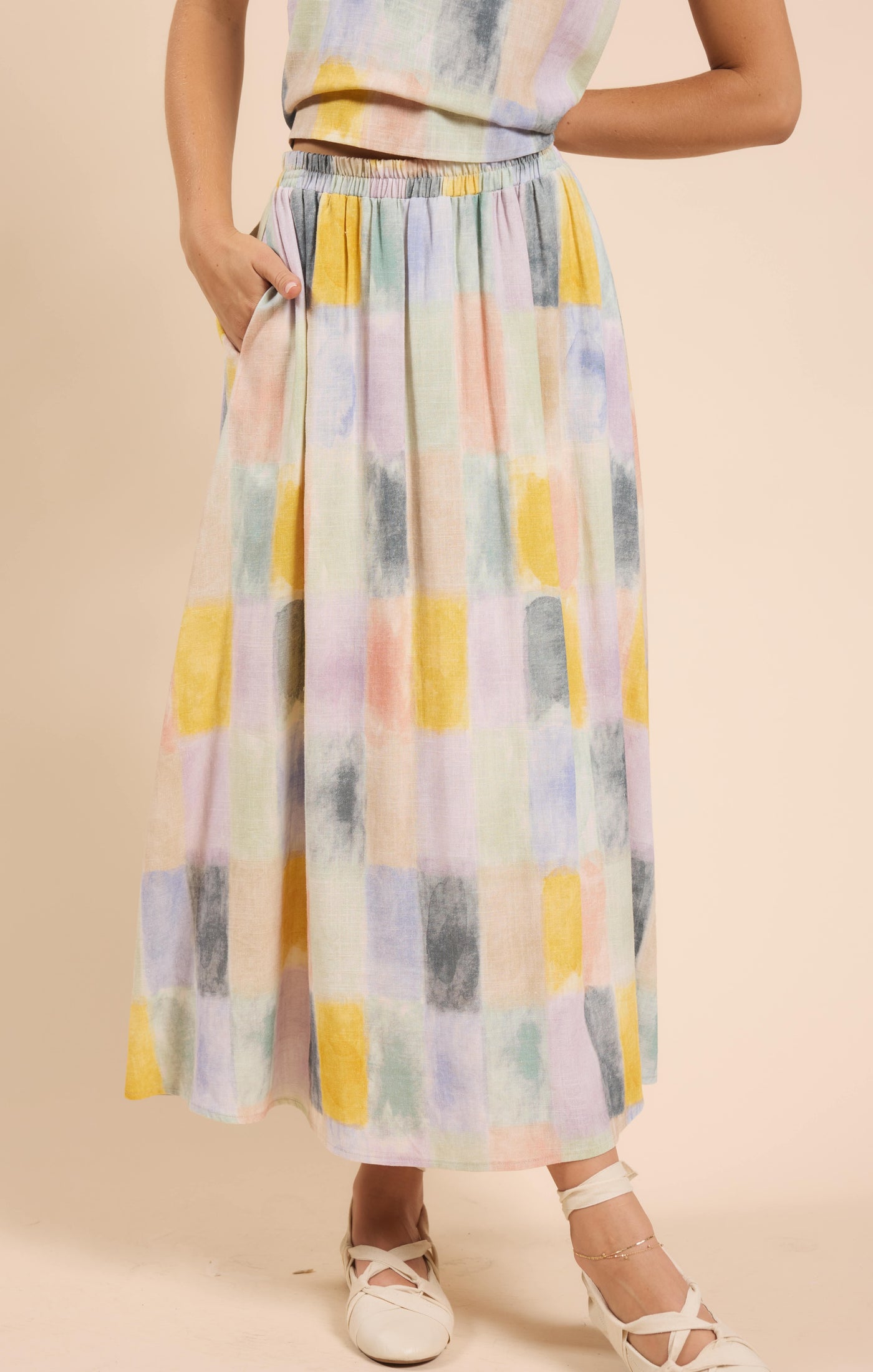 Petrichor Gathered Midi Skirt