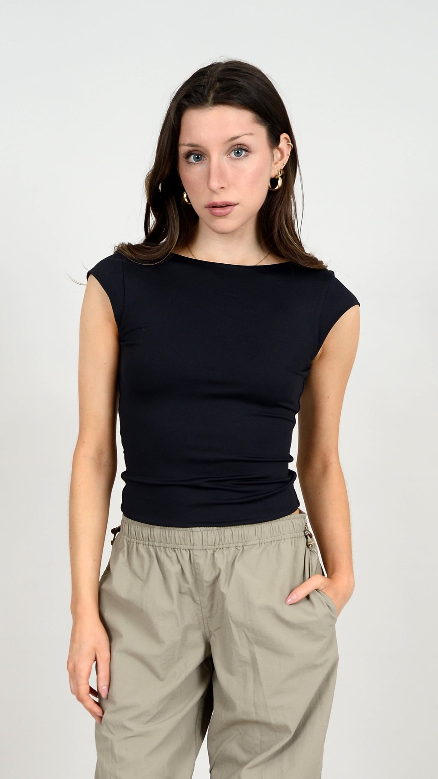 Brida Cap Sleeve Boat Neck Top