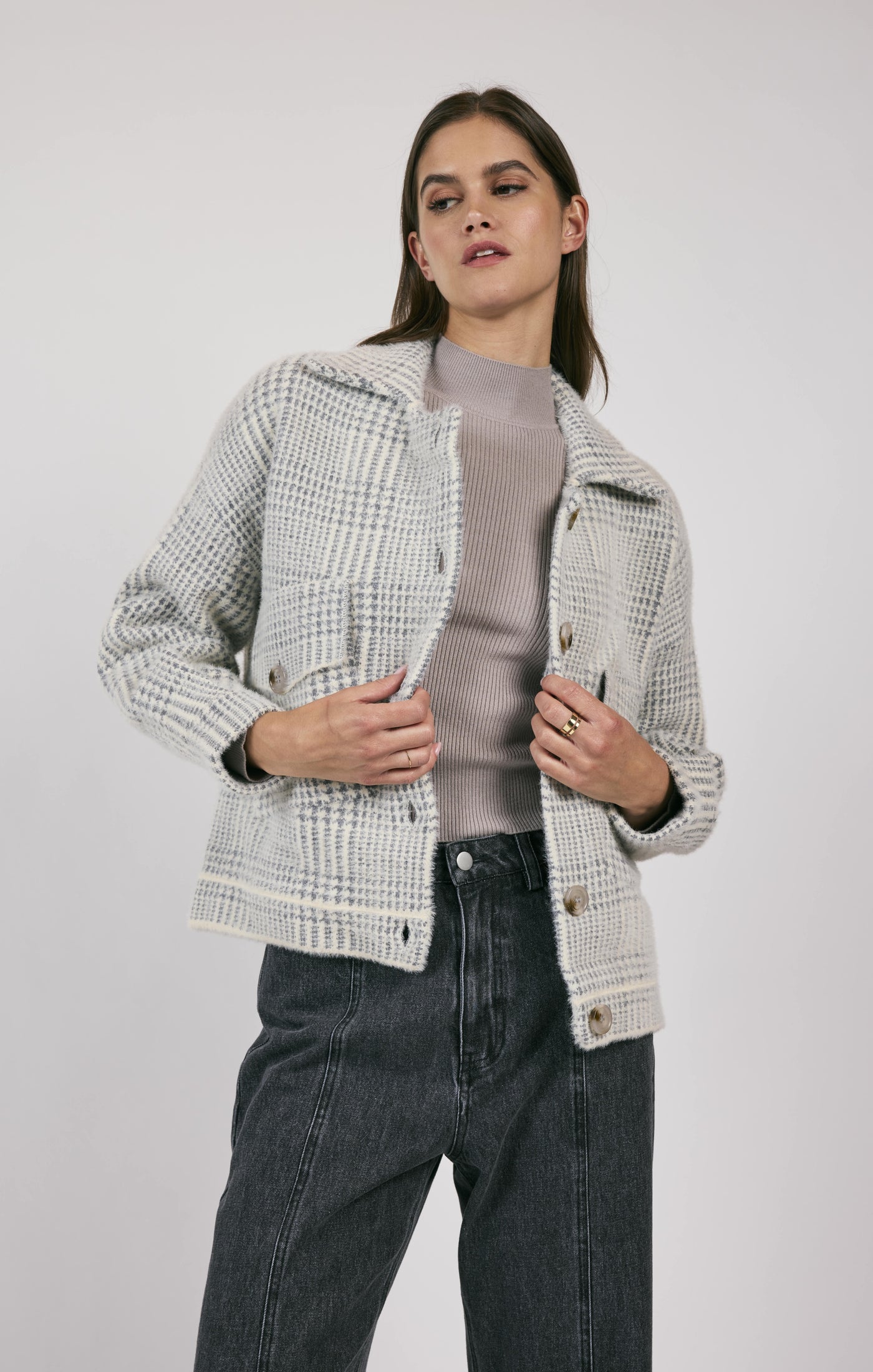 Lola Plaid Sweater Jacket